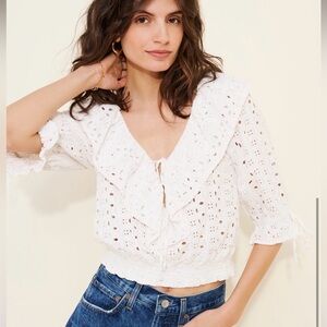 Porridge/Anthrolologie White Eyelet Blouse